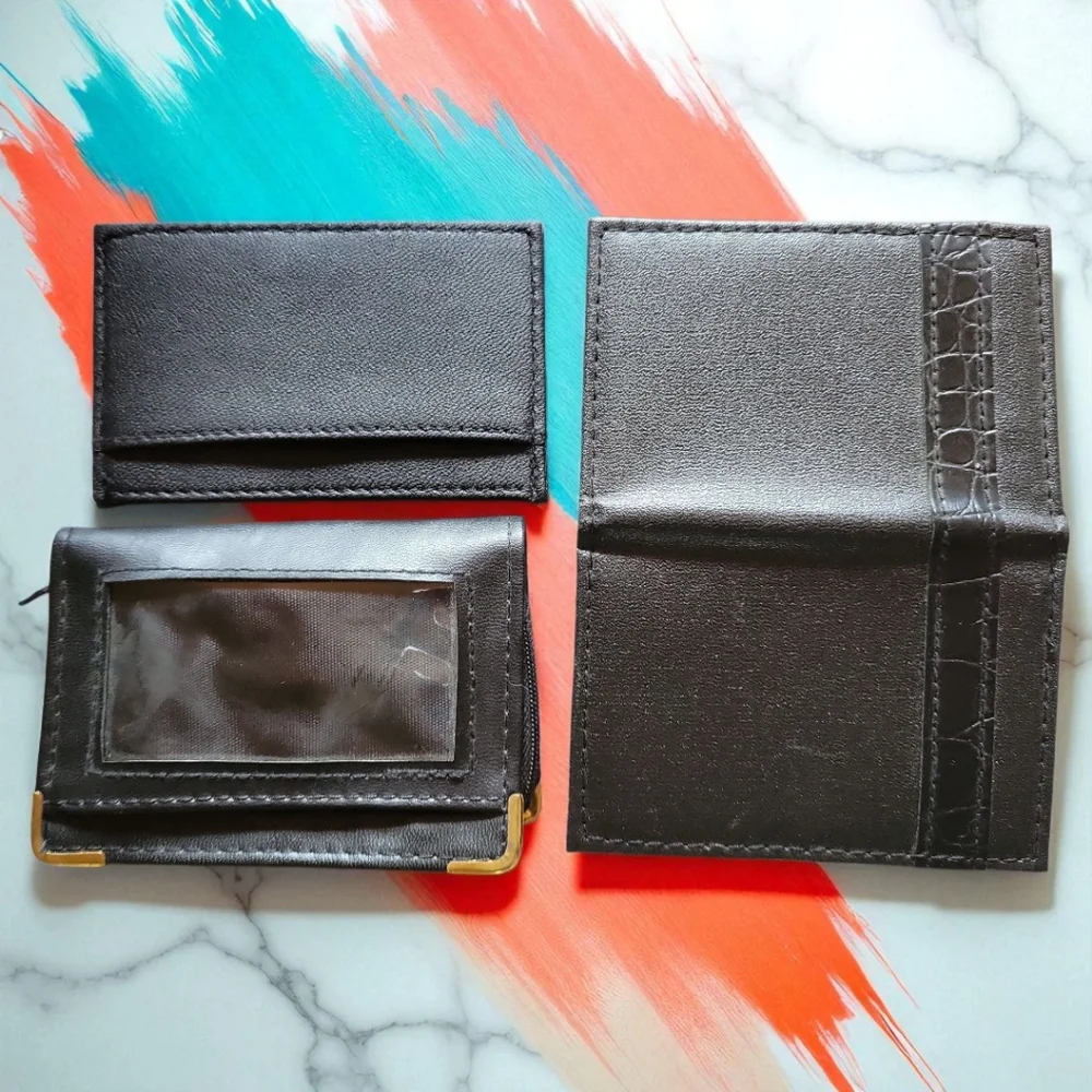 Vtg 3 Black ID Credit Card Note Pad Zipper Driver License Business Organizers - Picture 2 of 7